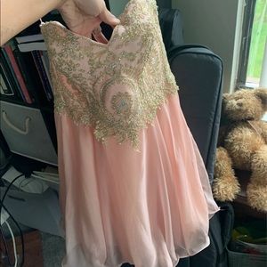 pink sequin prom dress
